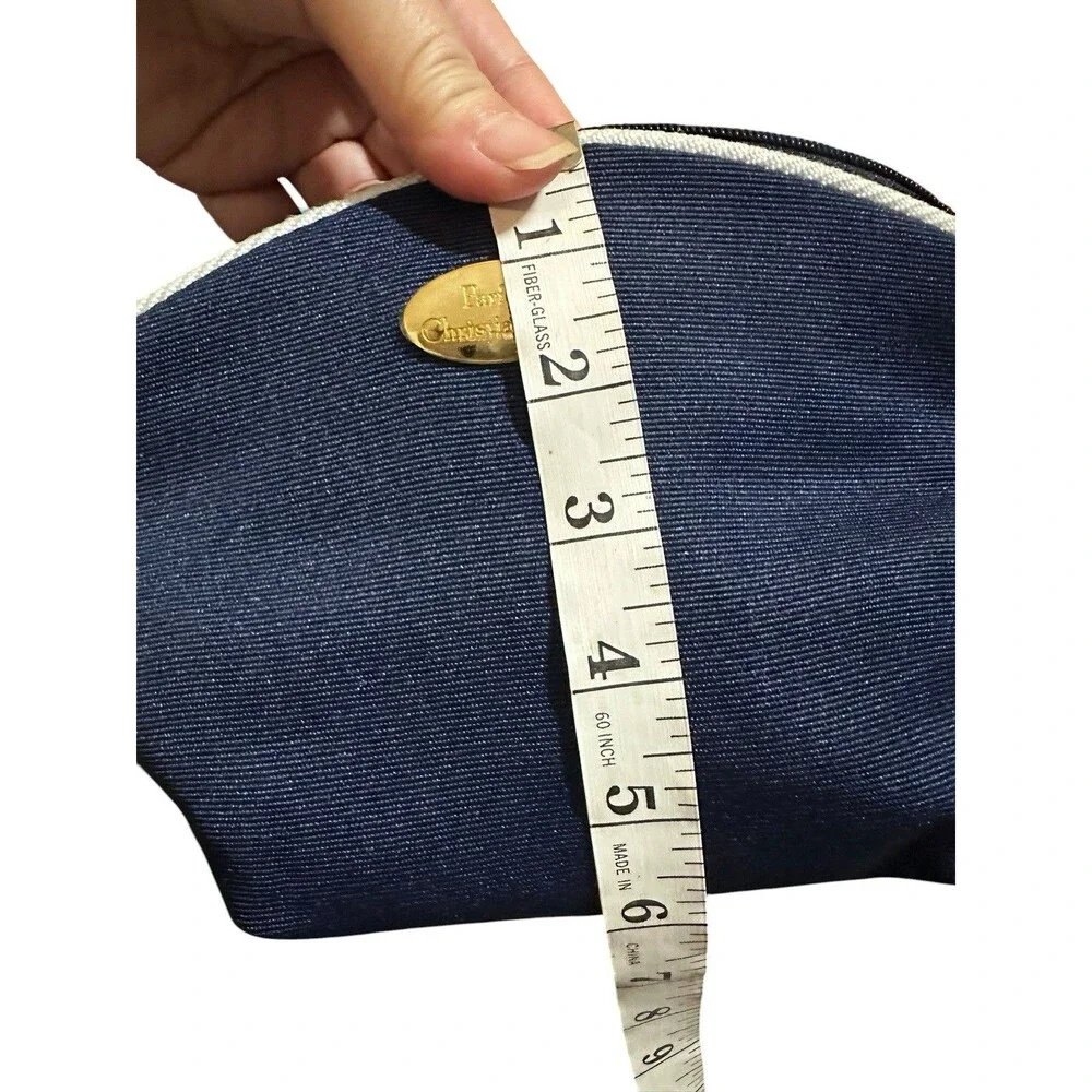 Christian Dior Vintage Novelty Navy & White  Makeup Pouch Bag NEW